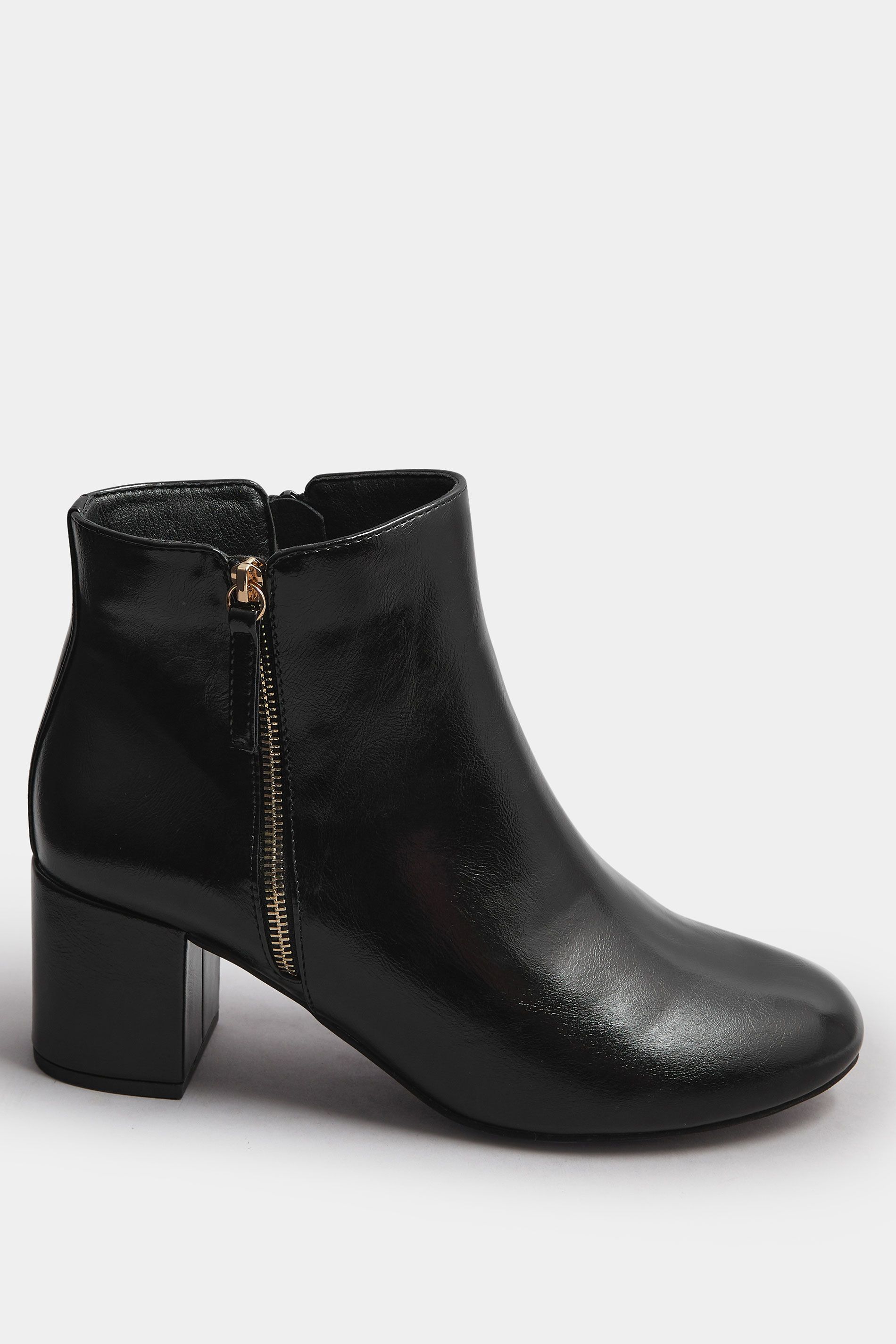 Bottines À Talons Carrés En Similicuir Noir Tailles E Et Eee Extra Largessize 40EEE - Yours - Modalova