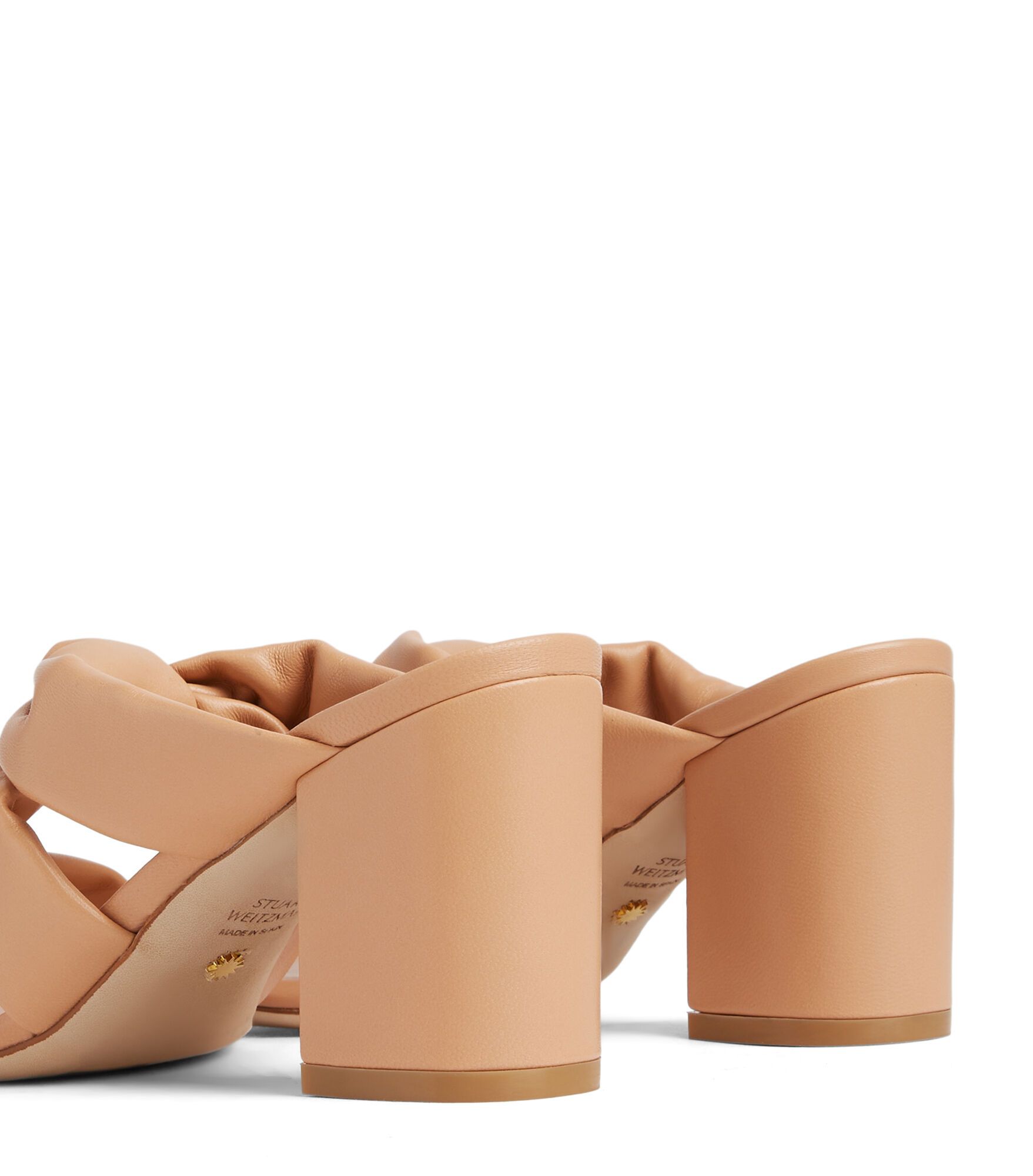 PLAYA 75 KNOT BLOCK SLIDE, SANDALES ET CHAUSSURES COMPENSÉES, , CUIR NAPPA VERNI - Stuart Weitzman - Modalova
