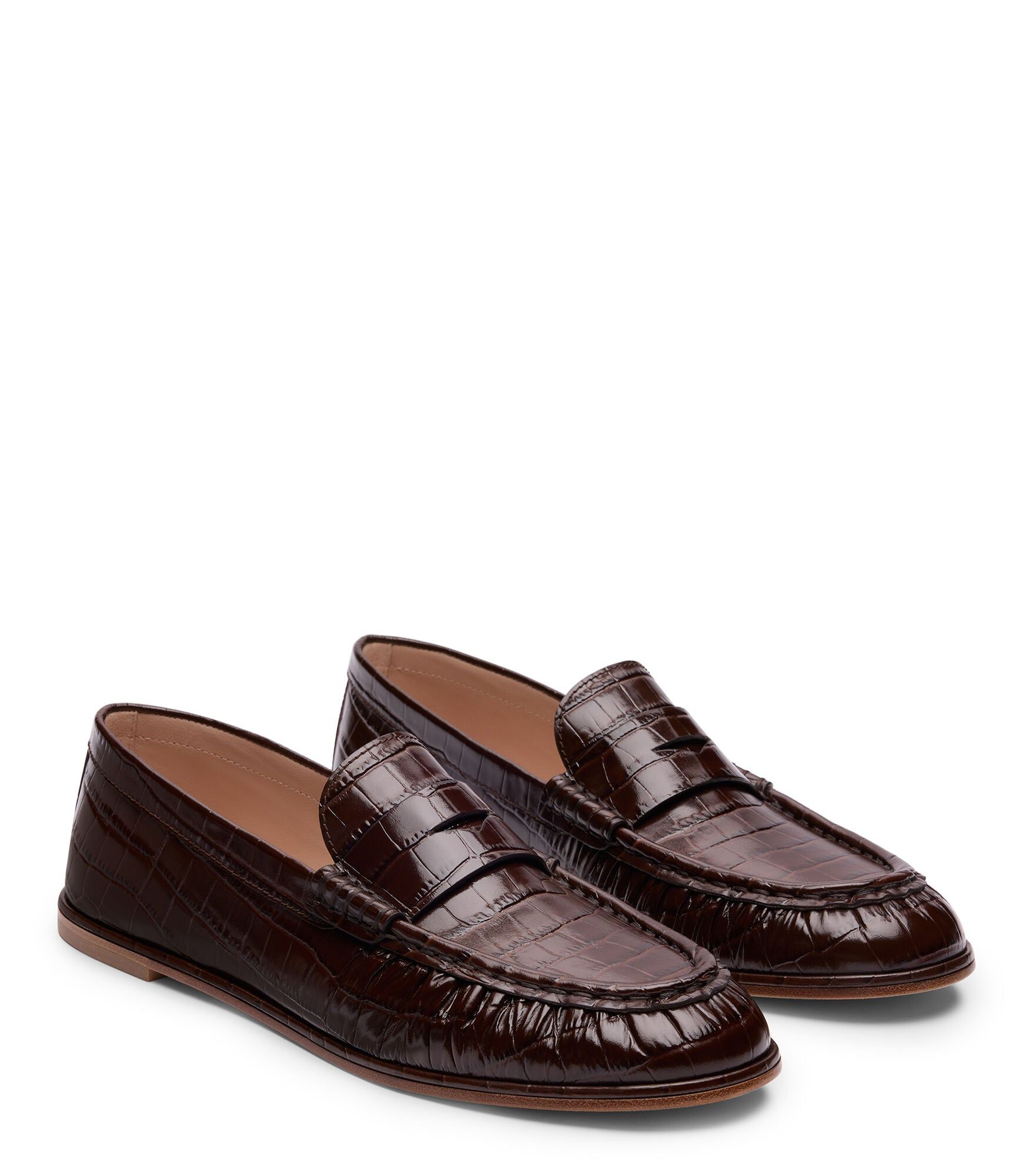 MOCASSIN SPENCER, CHAUSSURES PLATES ET MOCASSINS, , PIEL ELEGANTE EFECTO COCODRILO BRILLANTE - Stuart Weitzman - Modalova