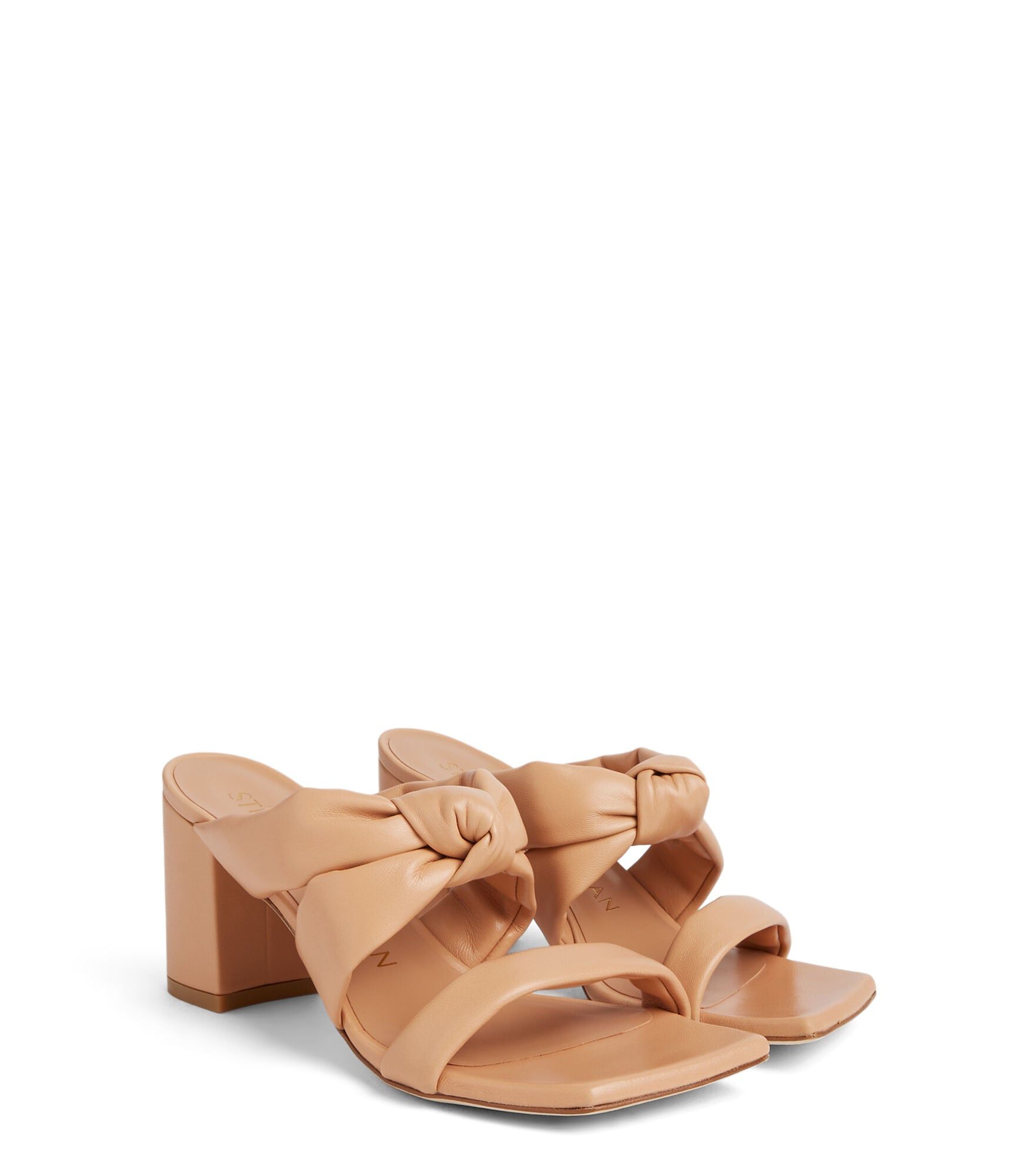 PLAYA 75 KNOT BLOCK SLIDE, SANDALES ET CHAUSSURES COMPENSÉES, , CUIR NAPPA VERNI - Stuart Weitzman - Modalova