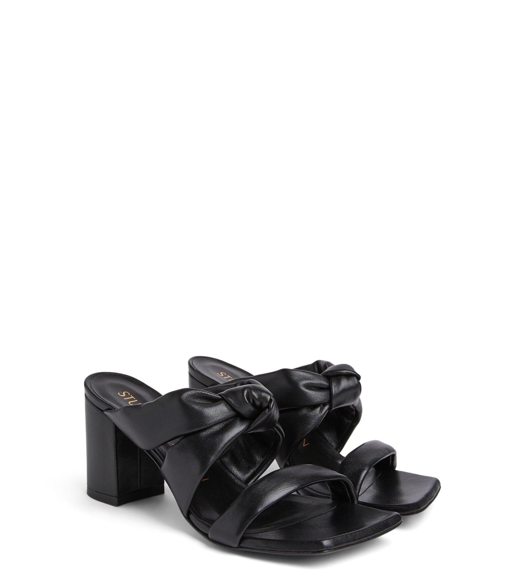 PLAYA 75 KNOT BLOCK SLIDE, SANDALES ET CHAUSSURES COMPENSÉES, , CUIR NAPPA VERNI - Stuart Weitzman - Modalova