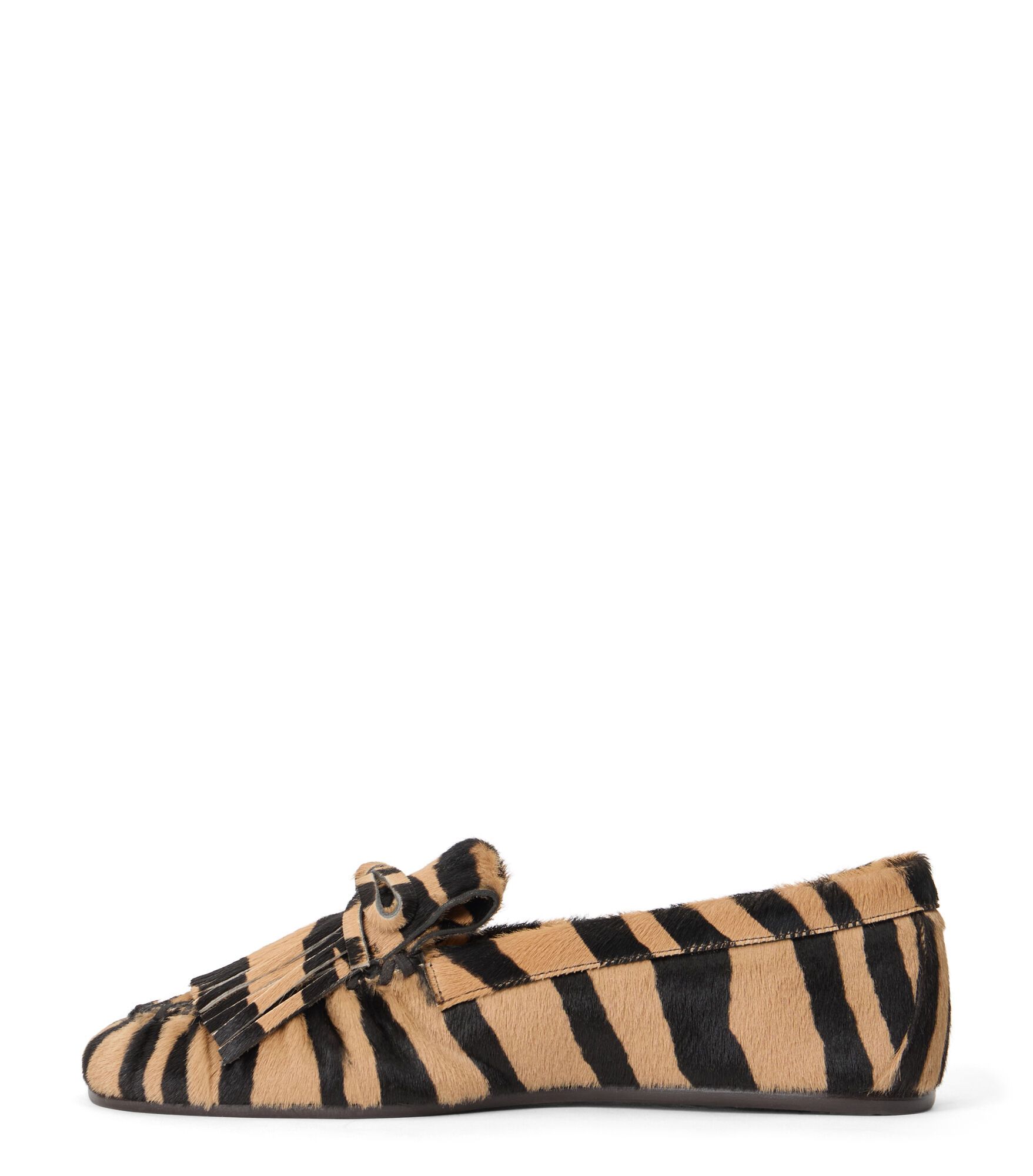MOCASSIN BRITT À FRANGES, CHAUSSURES PLATES ET MOCASSINS, //, BECERRO CON PELO ESTAMPADO CEBRA - Stuart Weitzman - Modalova