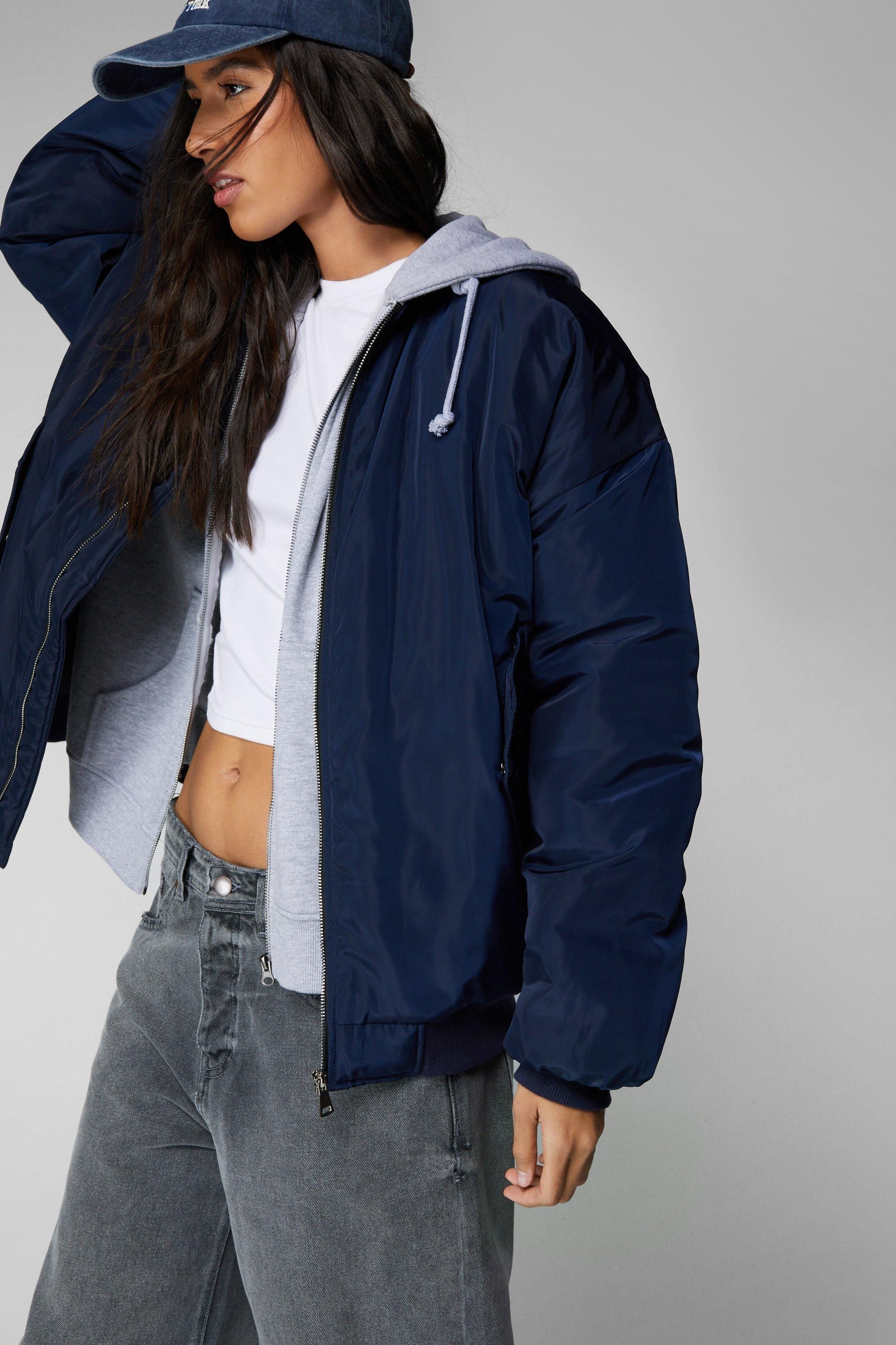 Bomber Oversize - Bleu Marine - S - Nasty Gal - Modalova