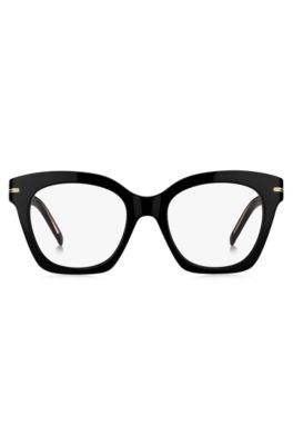 Monture optique en acétate avec garnitures en métal doré - Boss - Modalova