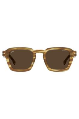 Lunettes de soleil en édition limitée, confectionnées en Italie dans un acétate à motif - Boss - Modalova