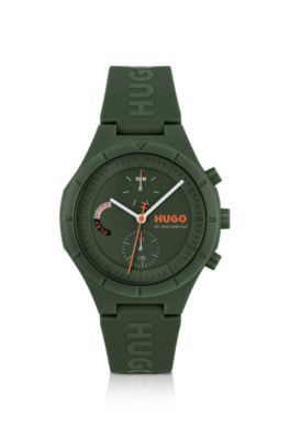 Montre verte avec bracelet en silicone logoté - HUGO - Modalova