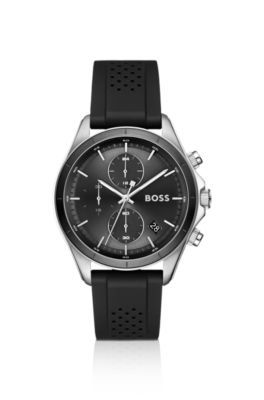 LETIC Montre en acier inoxydable à bracelet en silicone perforé - Boss - Modalova