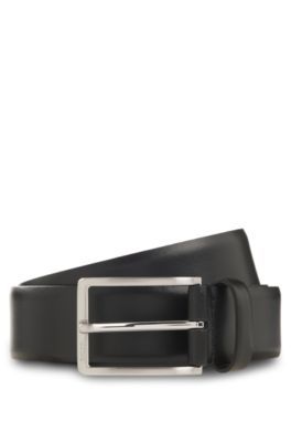Ceinture en cuir italien avec boucle de couleur acier à logo gravé - Boss - Modalova
