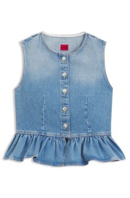 Chemisier sans manches Regular en denim avec ourlet péplum - HUGO - Modalova