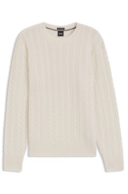 Pull en maille torsadée en laine vierge et cachemire - Boss - Modalova