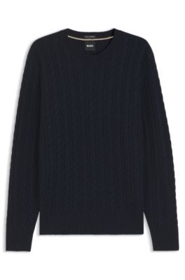 Pull en maille torsadée en laine vierge et cachemire - Boss - Modalova