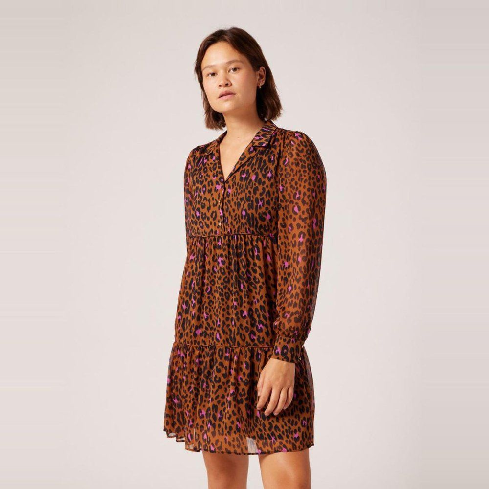 Robe courte imprimée marron - Naf Naf - Modalova