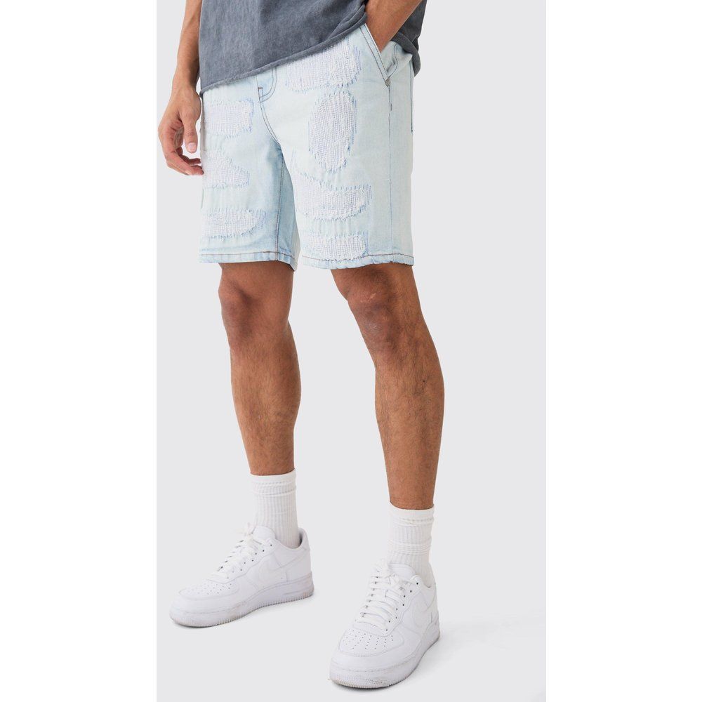 Short slim en jean réparé - 32 - Boohooman - Modalova