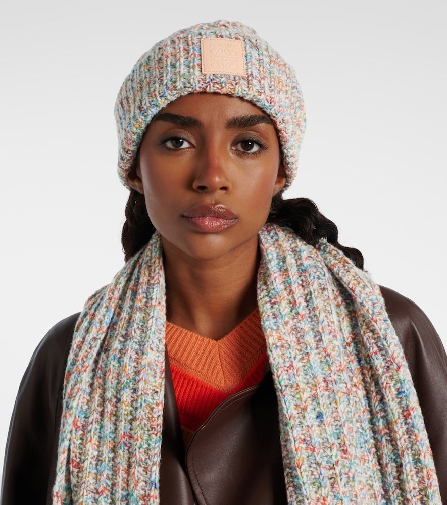 Bonnet en laine et cachemire mélangés à logo - Loewe - Modalova