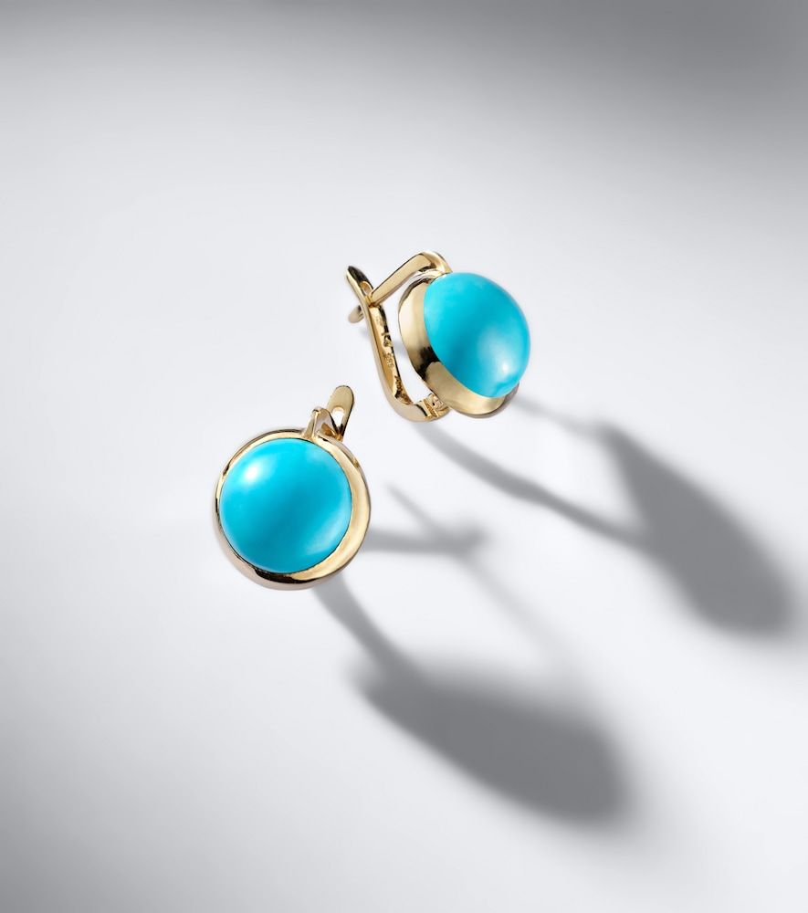 Boucles d’oreilles Blue Eye en or 14 ct et turquoise - Ileana Makri - Modalova
