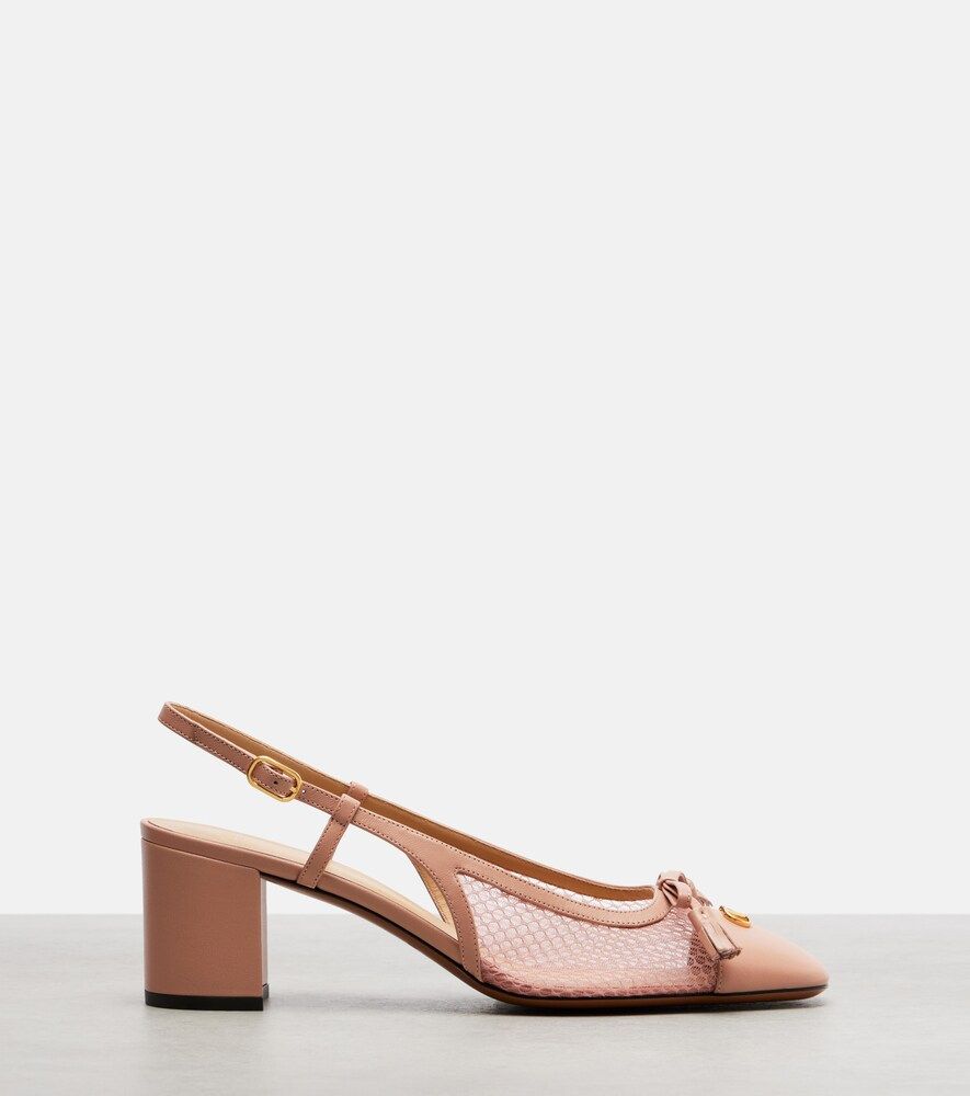 Escarpins slingback VLogo en cuir et résille - Valentino Garavani - Modalova