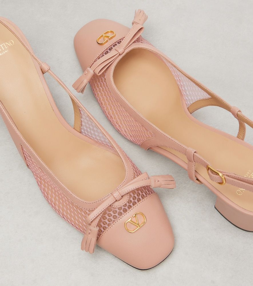 Escarpins slingback VLogo en cuir et résille - Valentino Garavani - Modalova