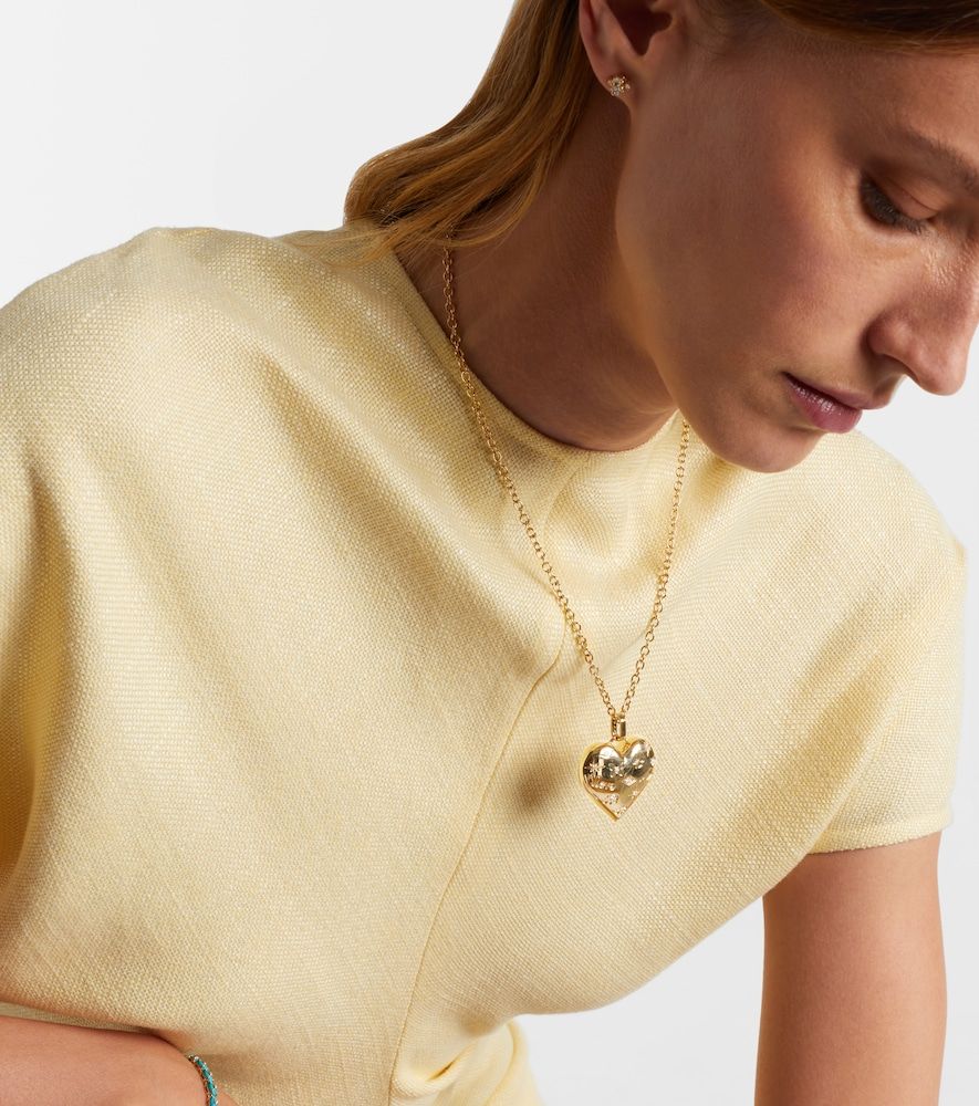 Collier Puffy Icon Heart en or 14 ct et diamants - Sydney Evan - Modalova