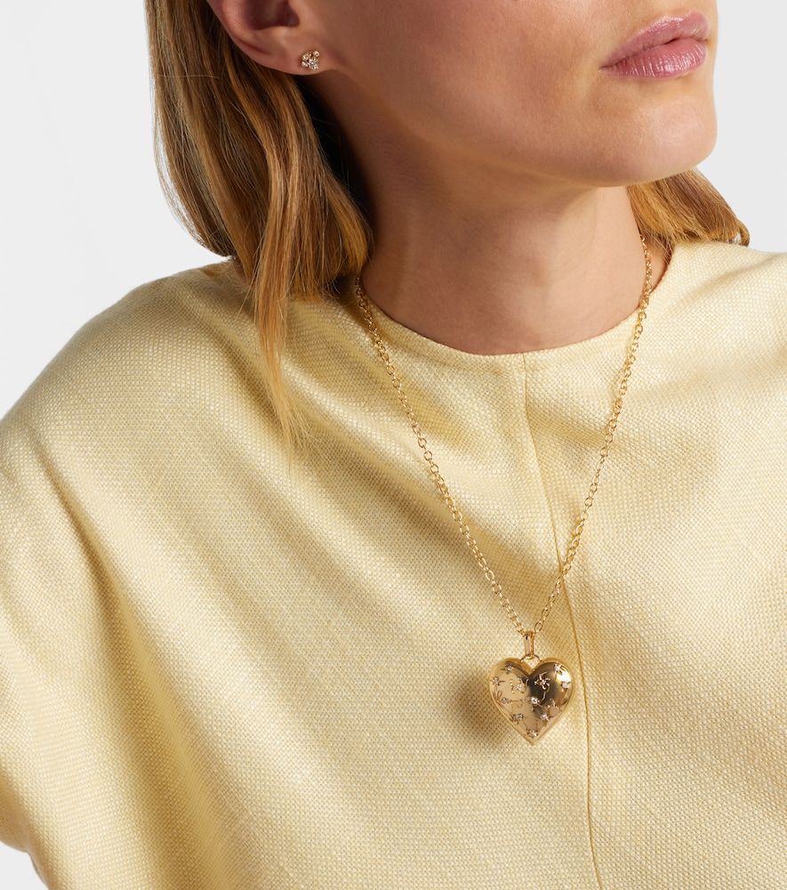 Collier Puffy Icon Heart en or 14 ct et diamants - Sydney Evan - Modalova