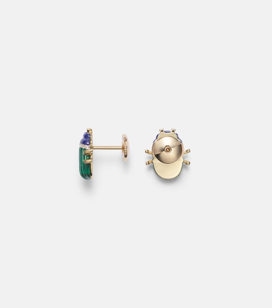 Yvonne Léon Boucles d’oreilles Scarabée en or 9 ct, malachite, lapis-lazuli et diamants - Yvonne Leon - Modalova
