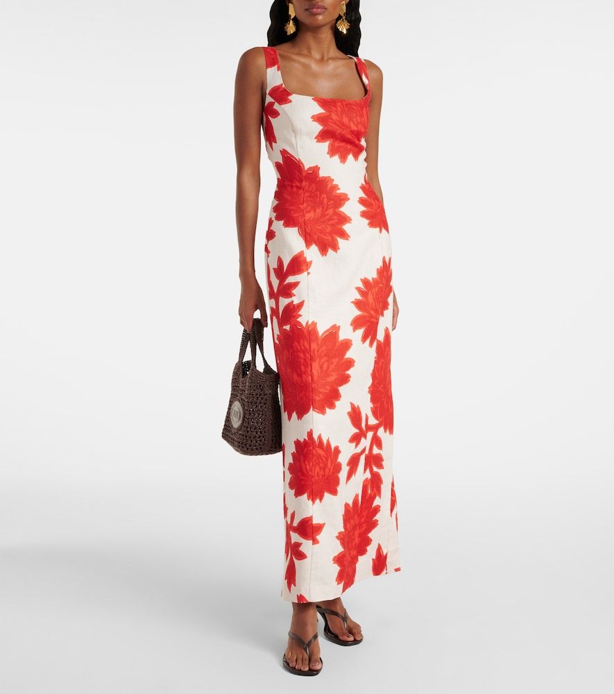 Robe longue en lin à motif floral - SIR - Modalova