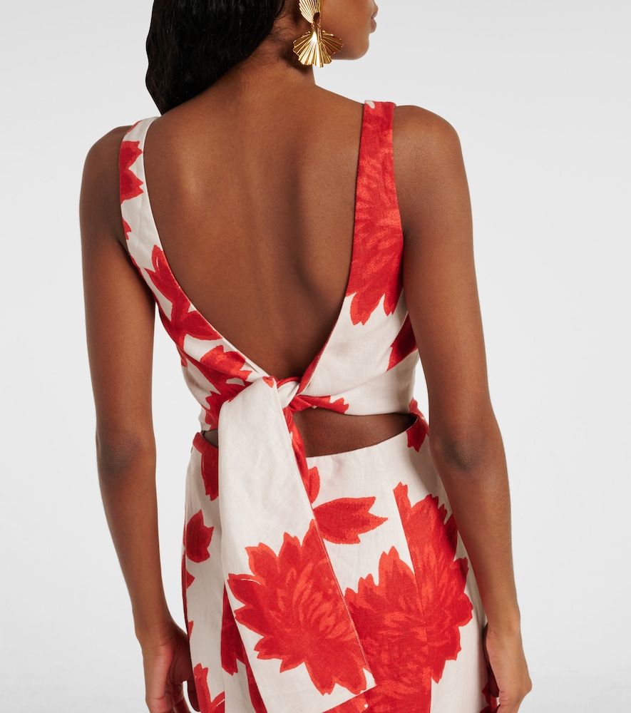 Robe longue en lin à motif floral - SIR - Modalova