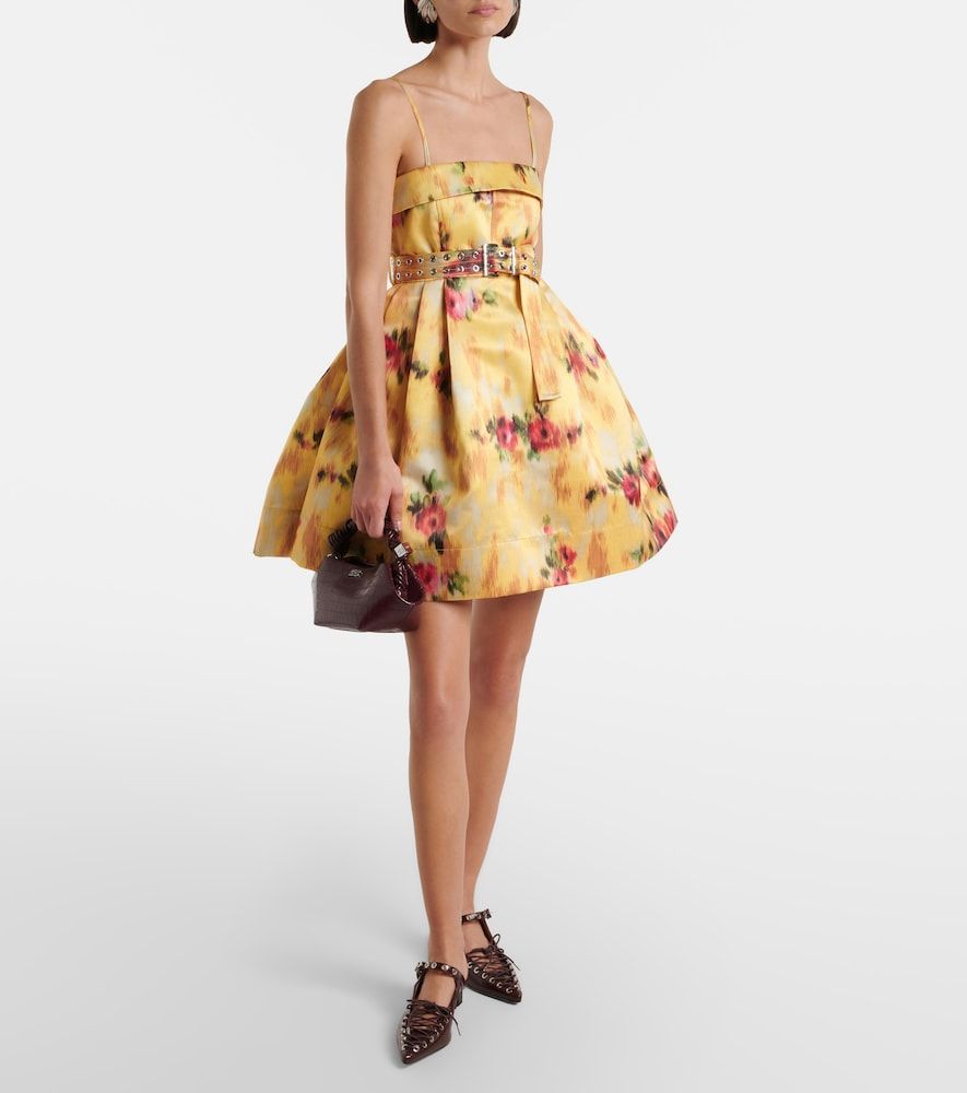 Robe plissée en satin imprimé - Ganni - Modalova