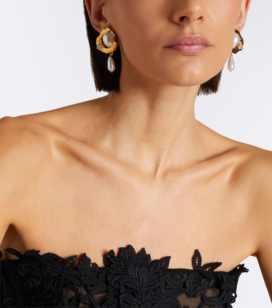 Boucles d'oreilles en perles fantaisie - Oscar de la Renta - Modalova