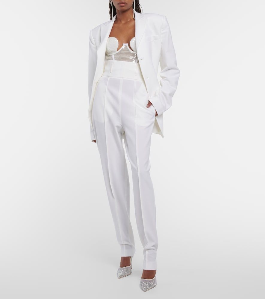 Pantalon de mariée slim en laine mélangée - Nensi Dojaka - Modalova