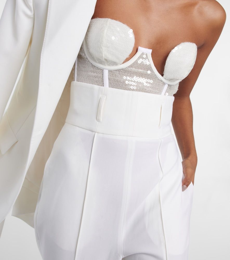 Pantalon de mariée slim en laine mélangée - Nensi Dojaka - Modalova