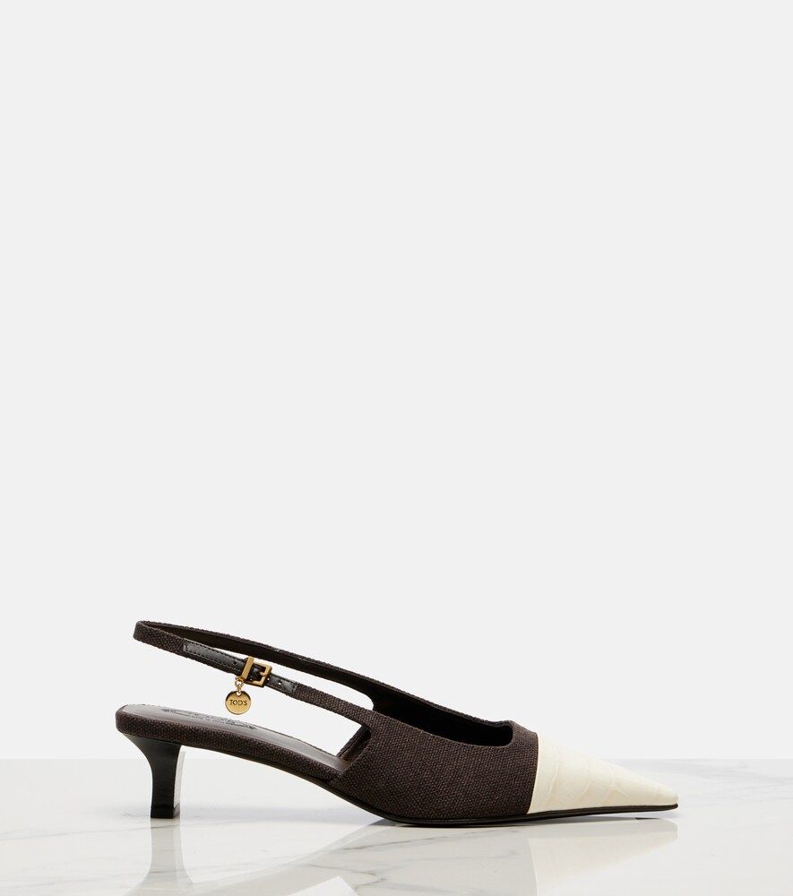 Escarpins slingback en toile et cuir - Tod's - Modalova