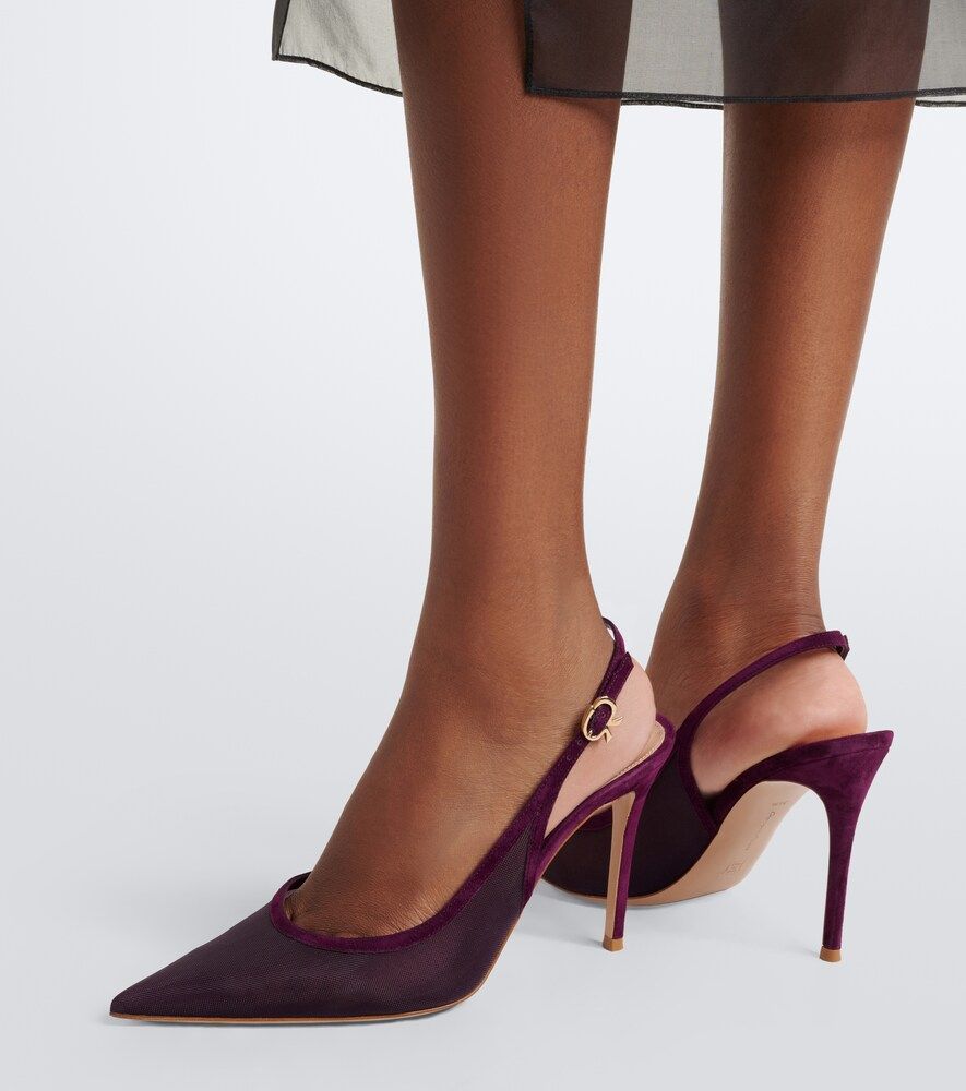 Escarpins slingback en organza et daim - Gianvito Rossi - Modalova
