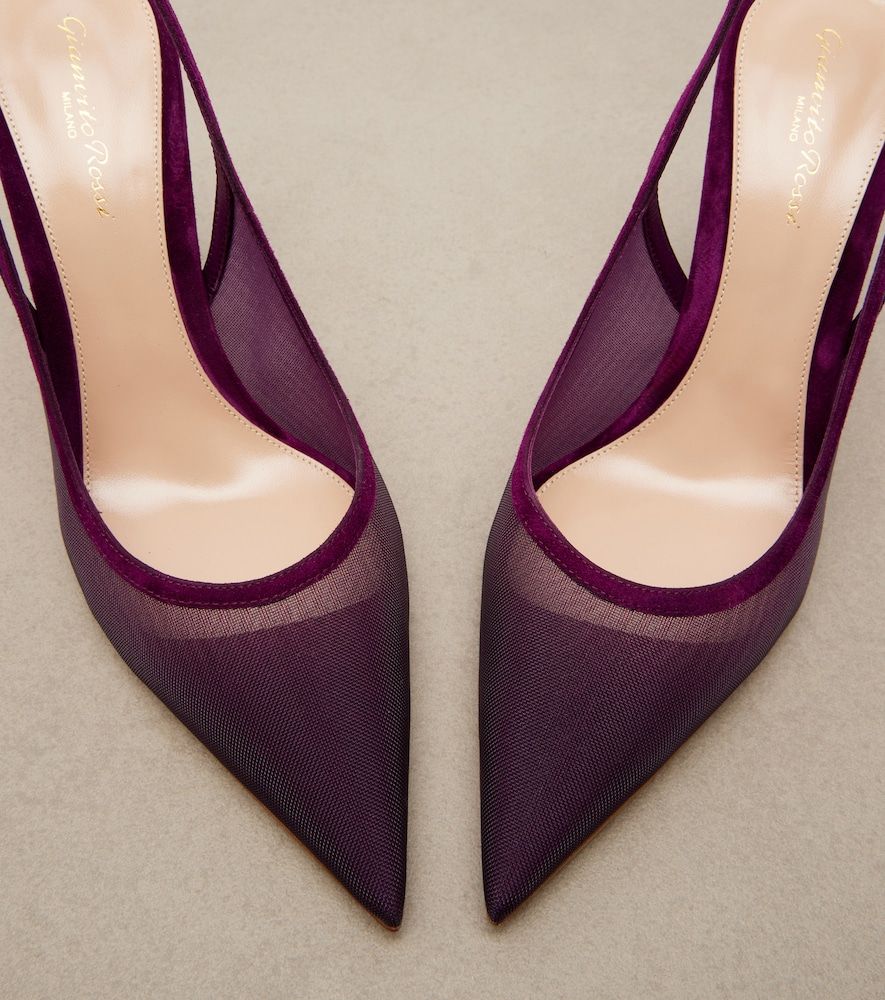 Escarpins slingback en organza et daim - Gianvito Rossi - Modalova