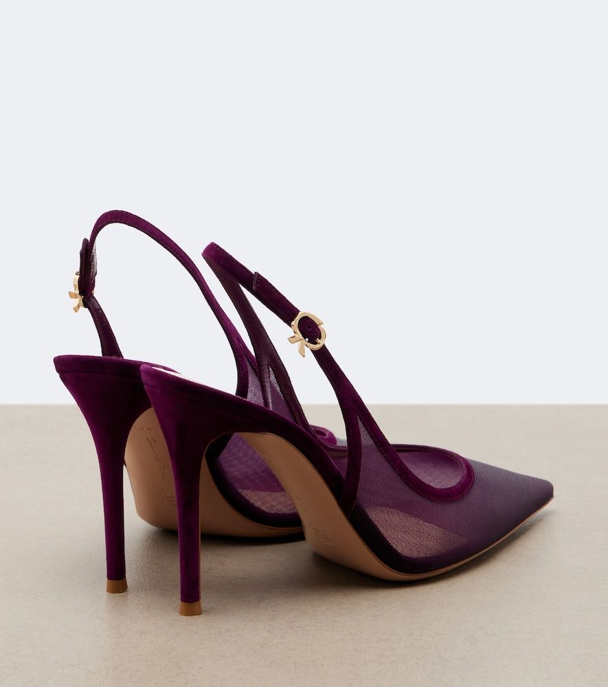 Escarpins slingback en organza et daim - Gianvito Rossi - Modalova