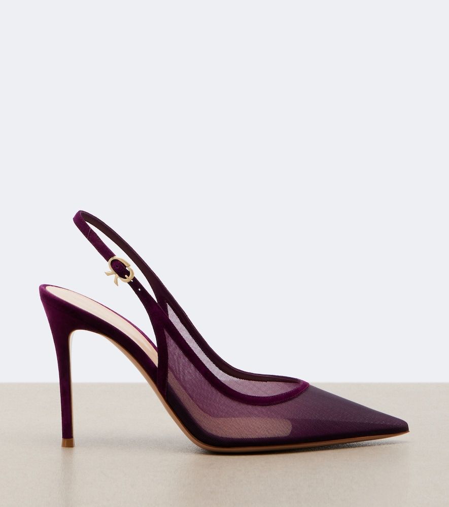 Escarpins slingback en organza et daim - Gianvito Rossi - Modalova
