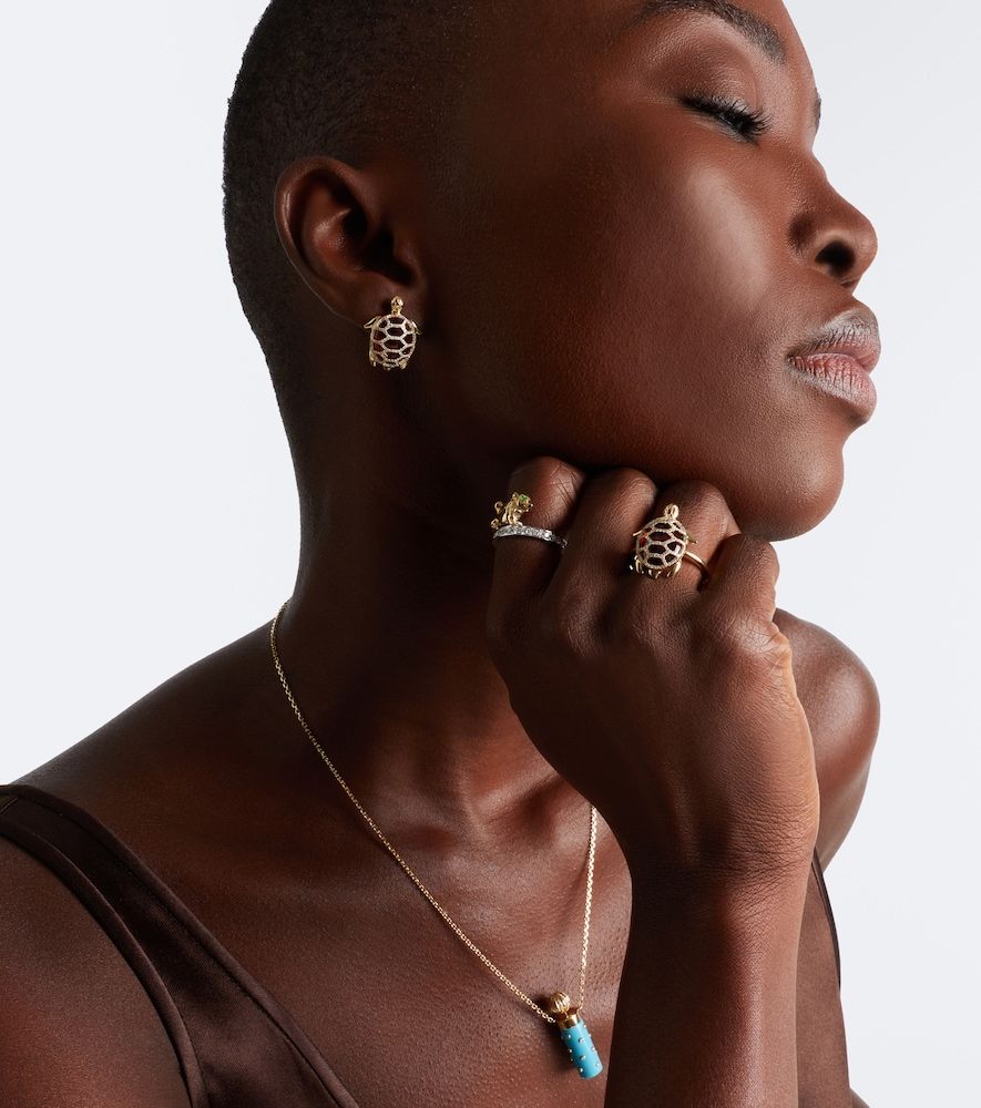 Yvonne Léon Boucles d'oreilles Tortue en or 9 ct, diamants et résine - Yvonne Leon - Modalova