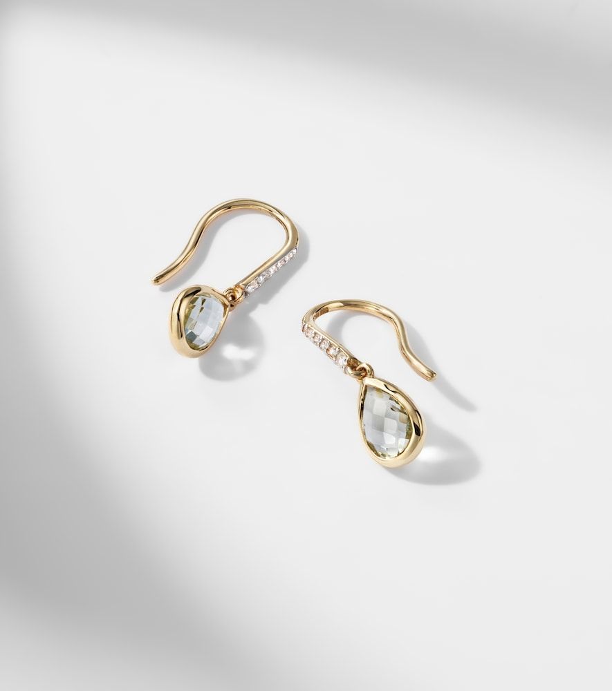 Boucles d’oreilles en or jaune 14 ct (585/1000) avec améthyste et diamants - Mateo - Modalova
