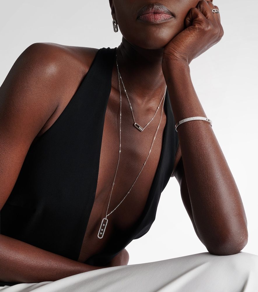 Collier Move 10th en or blanc 18 ct et diamants - Messika - Modalova