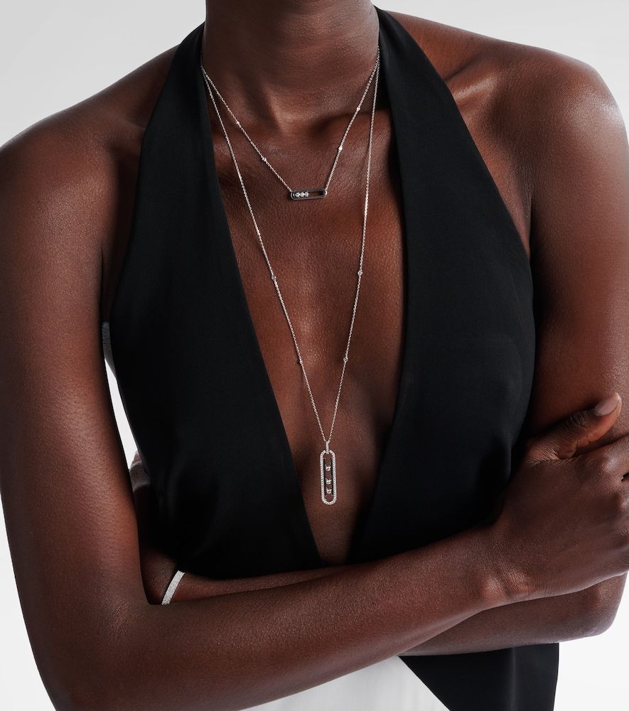 Collier Move 10th en or blanc 18 ct et diamants - Messika - Modalova