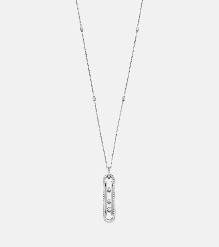 Collier Move 10th en or blanc 18 ct et diamants - Messika - Modalova