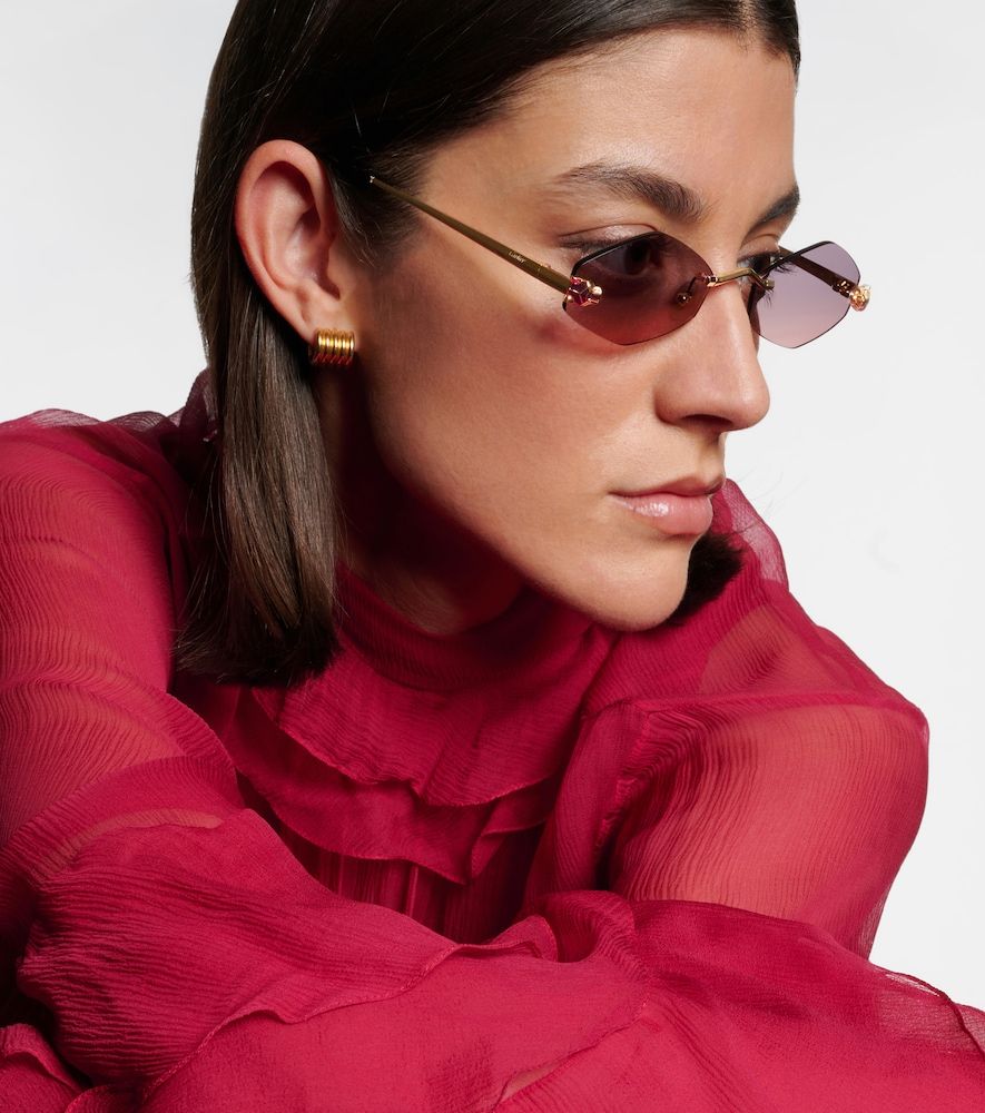 Lunettes de soleil géométriques Panthère de Cartier - Cartier Eyewear Collection - Modalova