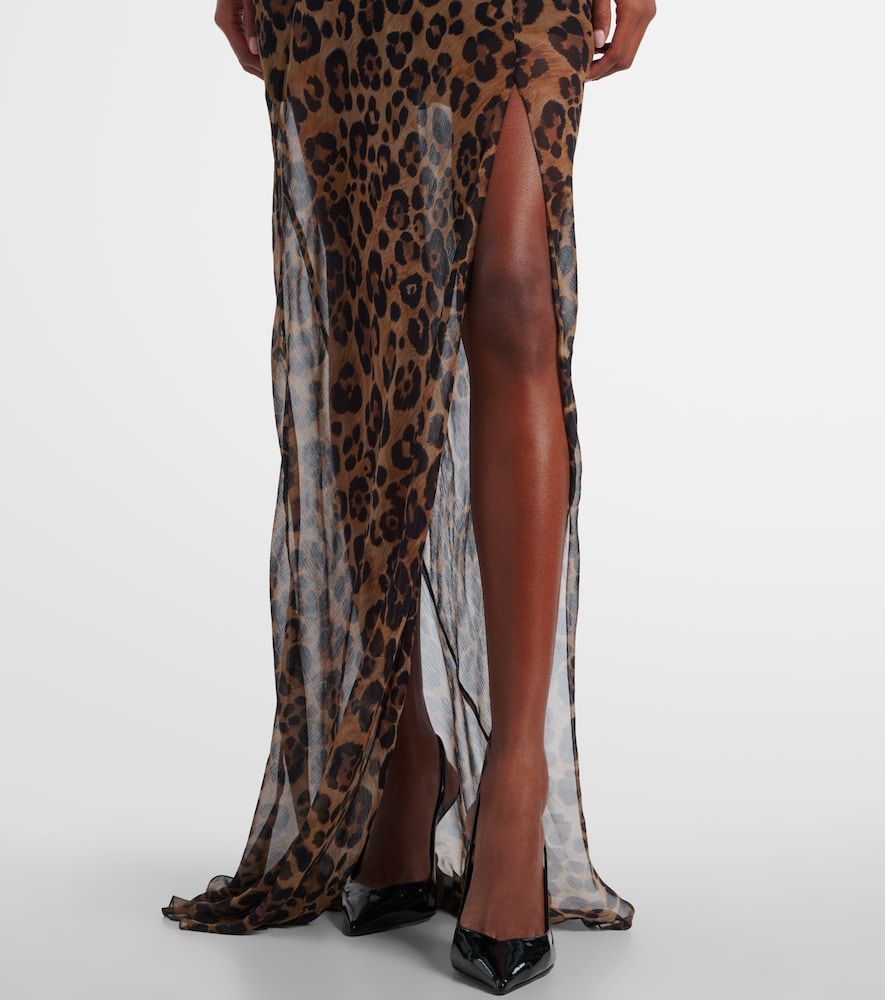Robe longue en soie à motif léopard - Blumarine - Modalova