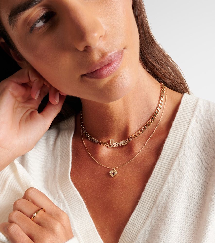 Collier chaîne Fluted Heart en or 14 ct et rubis - Sydney Evan - Modalova