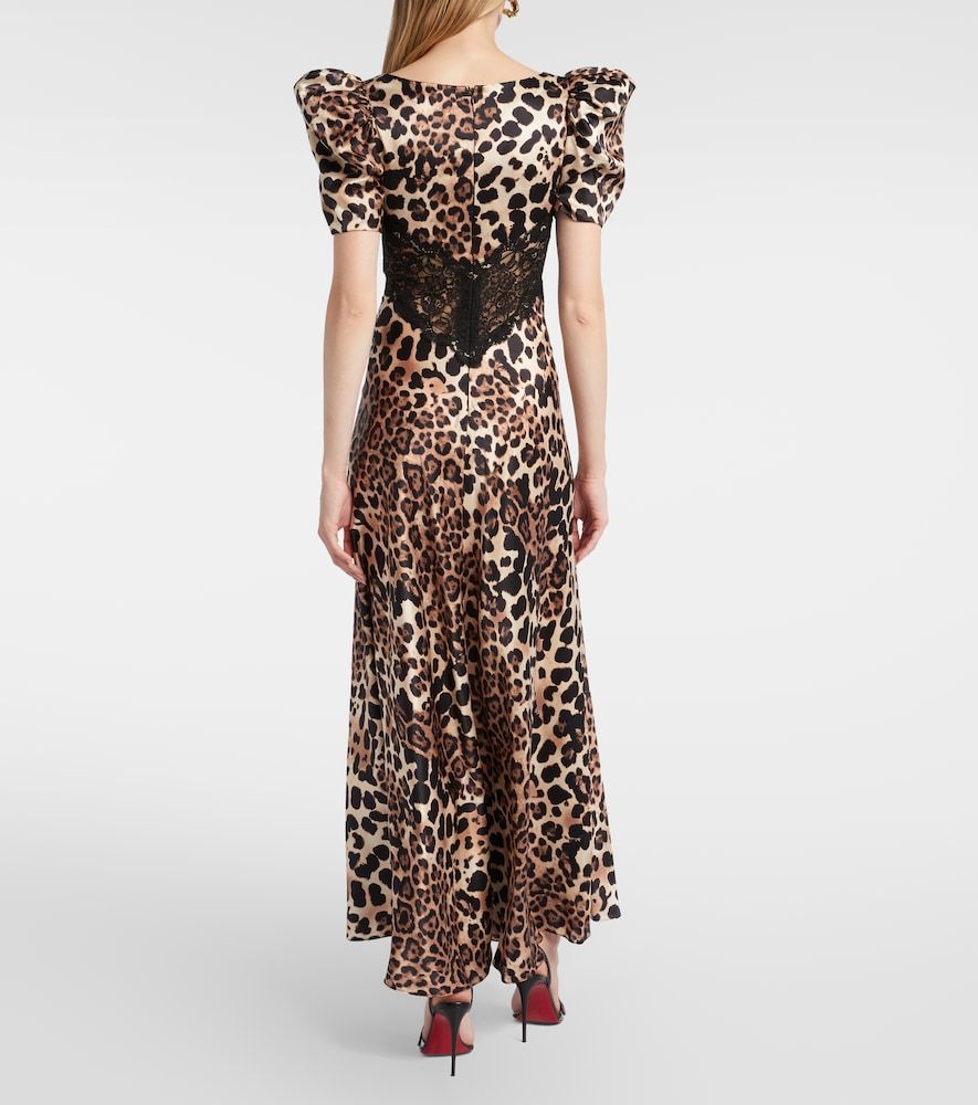Robe longue en satin de soie à motif léopard - Rodarte - Modalova