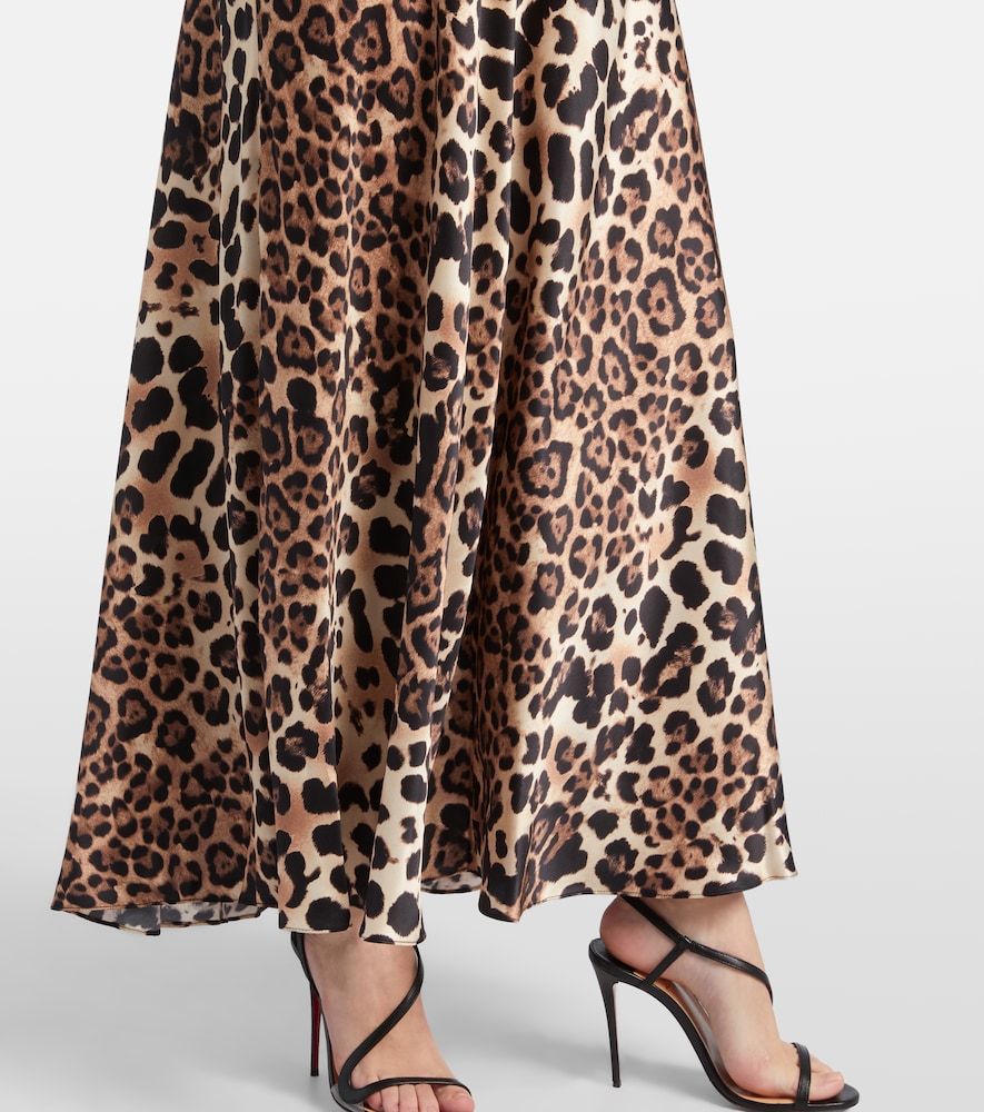 Robe longue en satin de soie à motif léopard - Rodarte - Modalova