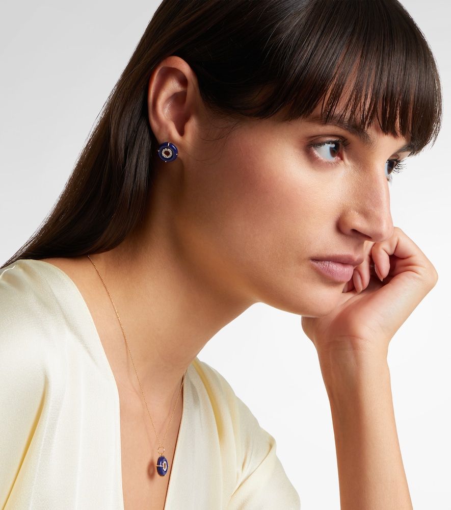 Boucles d’oreilles en or 14 ct, lapis-lazuli et diamants - Mateo - Modalova
