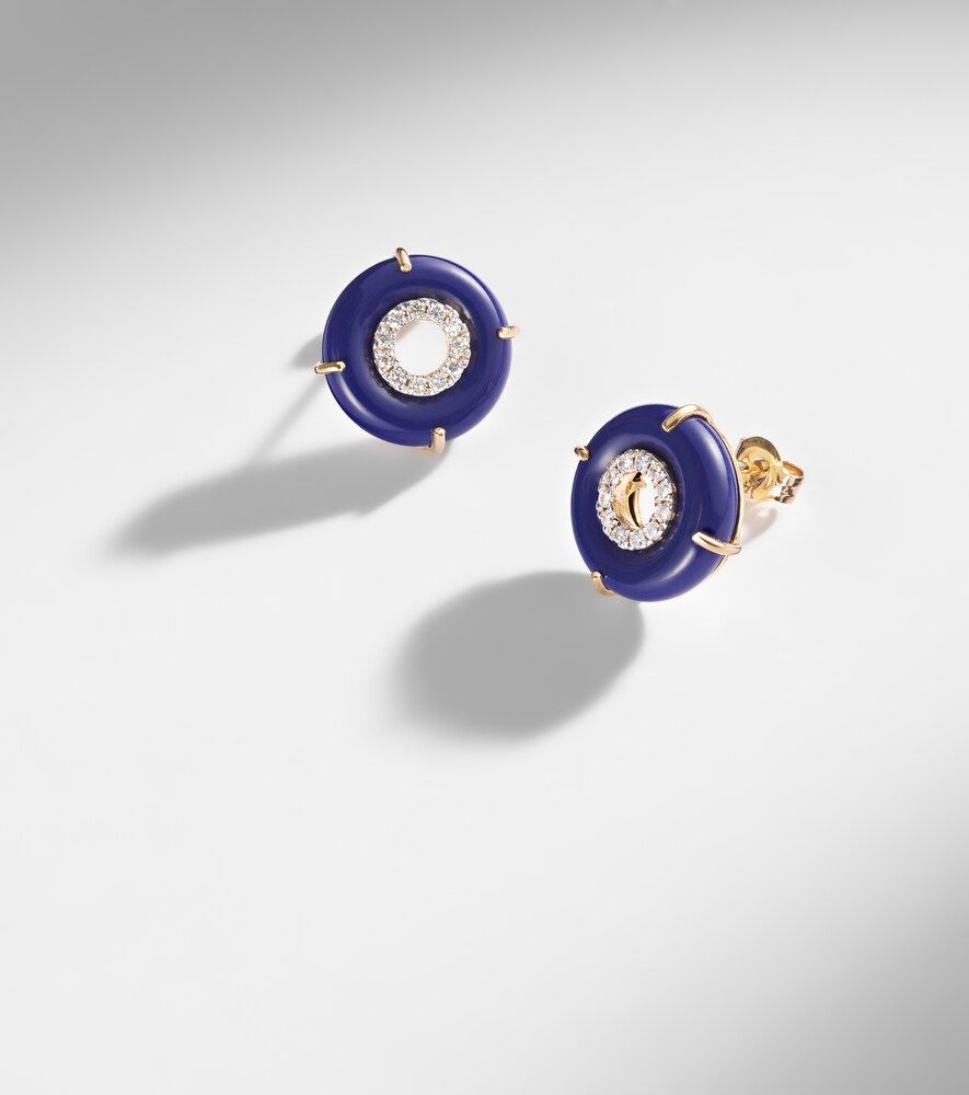 Boucles d’oreilles en or 14 ct, lapis-lazuli et diamants - Mateo - Modalova