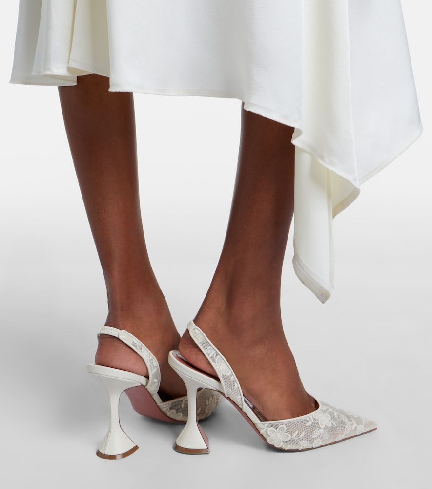 Escarpins slingback Holli en dentelle et cuir - Amina Muaddi - Modalova