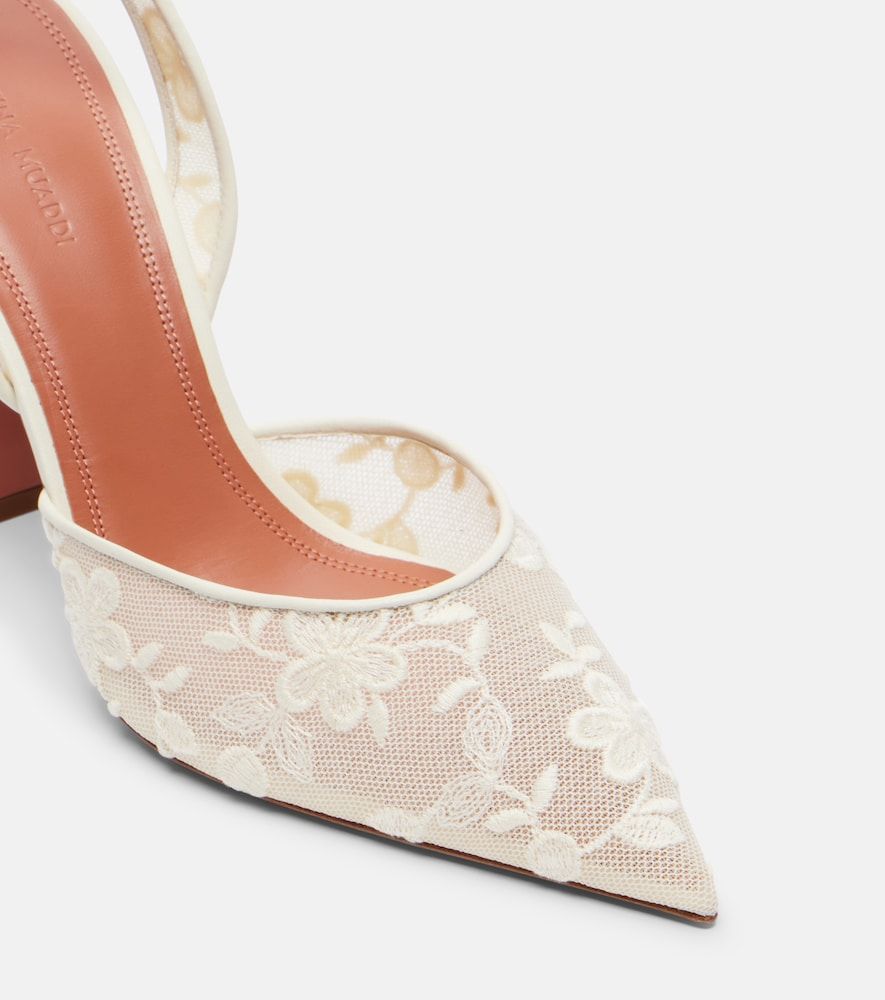 Escarpins slingback Holli en dentelle et cuir - Amina Muaddi - Modalova