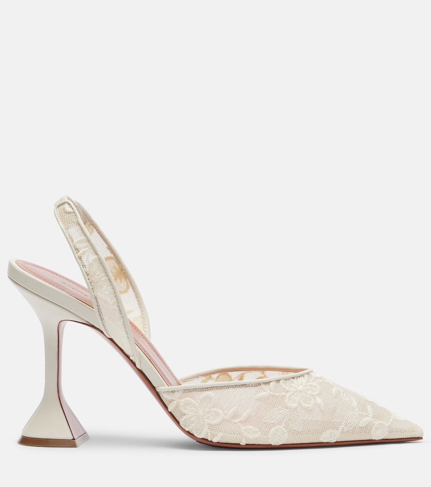 Escarpins slingback Holli en dentelle et cuir - Amina Muaddi - Modalova